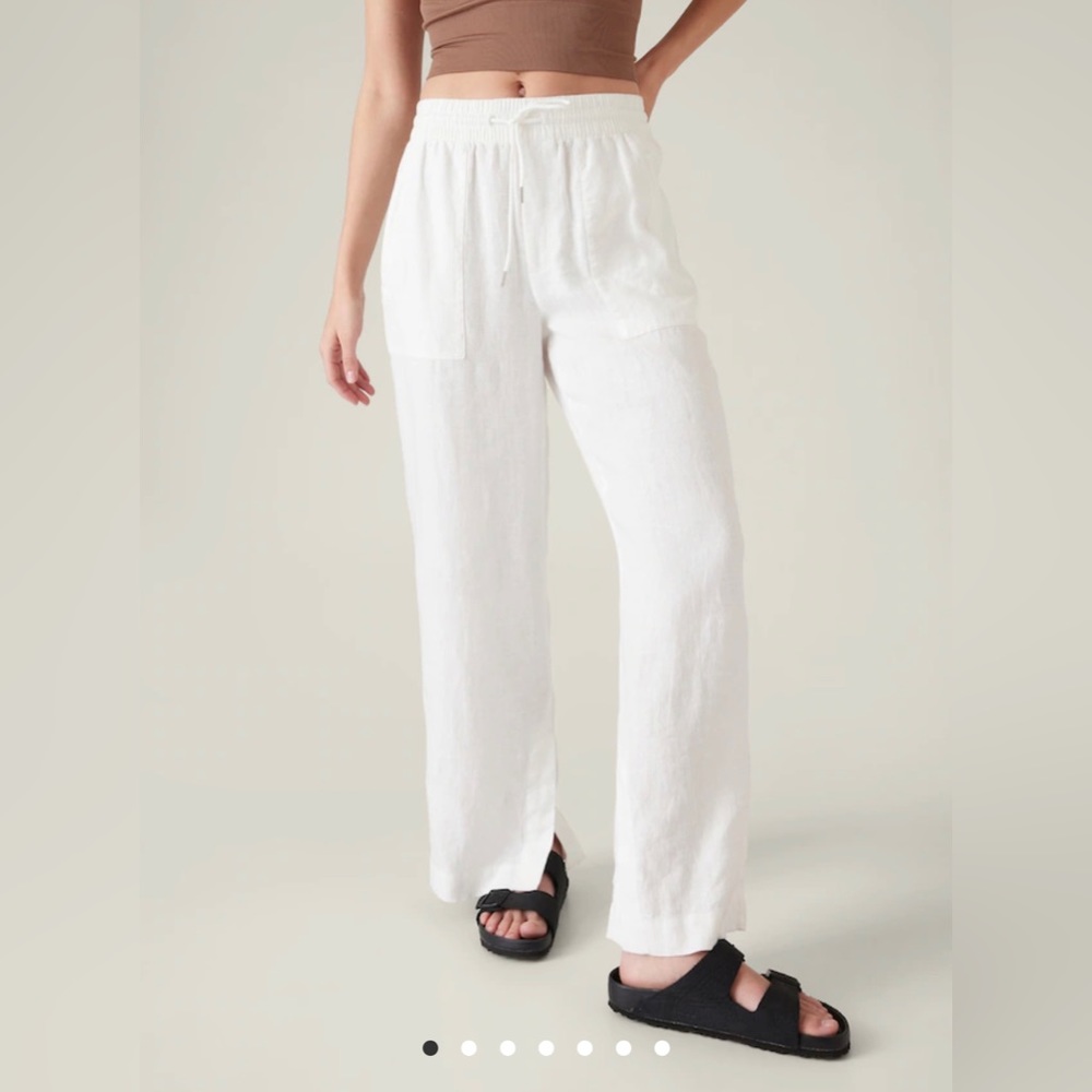 ATHLETA NWT Retreat Linen Wide Leg Pant Size 10 Minimalist Contemporary Chic